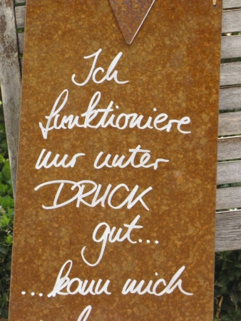 Edelrost Schild mit Herz drück mich