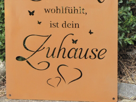 Edelrost Gedichttafel Herz Zuhause 40 cm