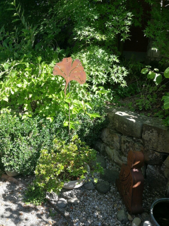 Preview: Edelrost Gartenstecker Ginkgoblatt