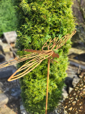 Edelrost Gartenstecker Libelle, groß