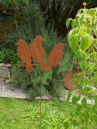 Edelrost Gartenstecker 3er Set Raben, Variante A