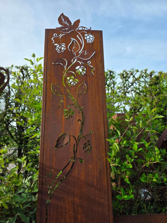 Edelrost Sichtschutzelement Stele Hopfen