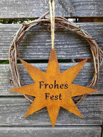 Edelrost Stern Frohes Fest, zum Hängen