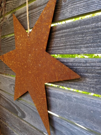 Preview: Edelrost Stern massiv 6-zackig, zum Hängen, groß