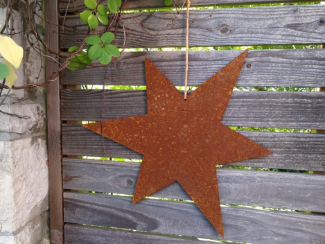 Preview: Edelrost Stern massiv 6-zackig, zum Hängen, groß