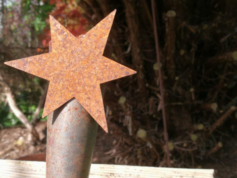 Preview: Edelrost Stern für Windlicht mit Einhänger