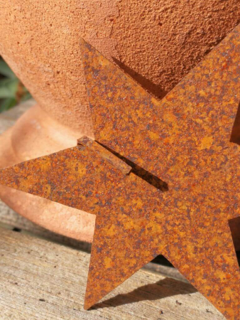 Preview: Edelrost Stern für Windlicht mit Einhänger