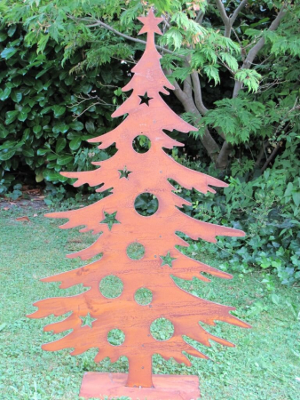 Edelrost Dekotanne für Weihnachtskugeln 125 cm