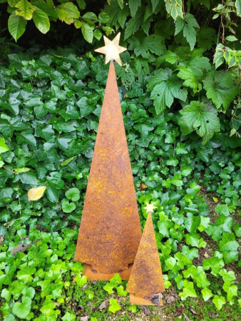 Preview: Edelrost Tanne modern mit Goldstern