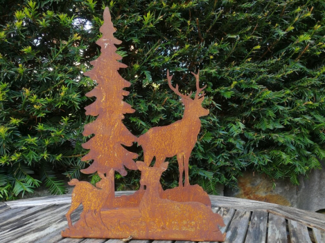 Preview: Edelrost Teelichthalter Wildfamilie