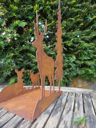 Preview: Edelrost Teelichthalter Wildfamilie