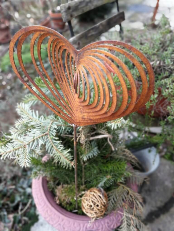 Edelrost Topfstecker Herz Swirl