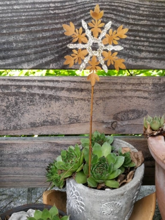 Topfstecker Schneeflocke Haunani, Goldglitzer