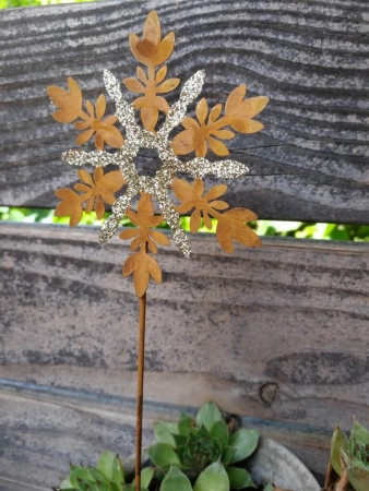 Topfstecker Schneeflocke Haunani, Goldglitzer