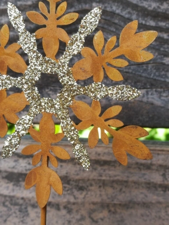 Topfstecker Schneeflocke Haunani, Goldglitzer