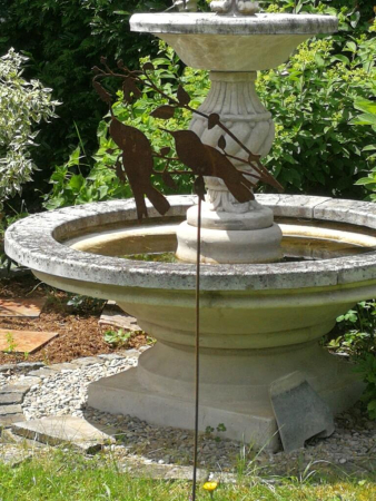 Edelrost Gartenstecker Vögel auf Ast