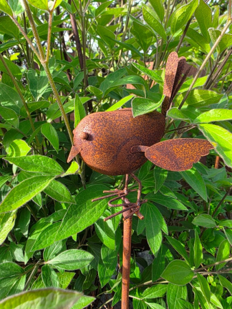 Preview: Edelrost Gartenstecker Vogel Nicki