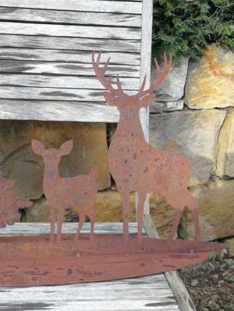 Preview: Edelrost Waldszene Hirsch mit Reh