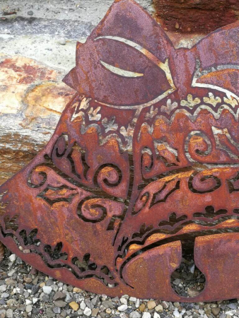 Edelrost Wandbild Glocke, verziert