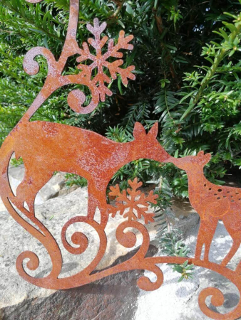 Preview: Edelrost Fensterbild Rehe