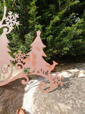 Preview: Edelrost Fensterbild Wald