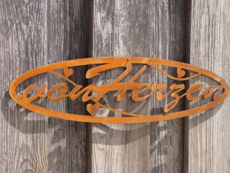 Preview: Edelrost Wandschild "von Herzen"