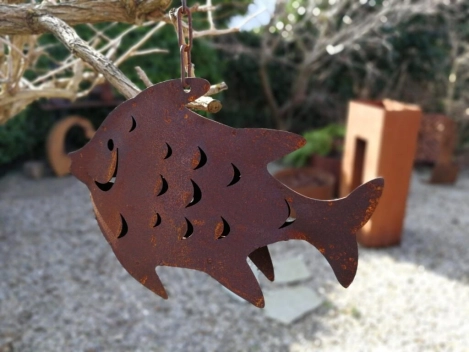 Edelrost Fisch 3D zum Hängen