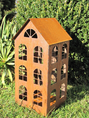 Preview: Edelrost Windlicht Haus, 3 Größen