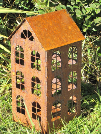 Preview: Edelrost Windlicht Haus, 3 Größen