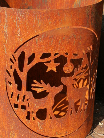 Preview: Edelrost Windlicht Hirsche