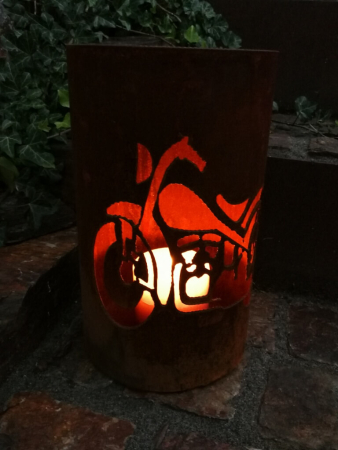 Edelrost Windlicht Motorrad