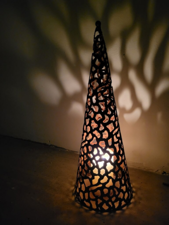 Edelrost Windlicht Pyramide Mosaikmuster