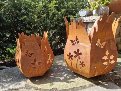 Edelrost Windlicht Schmetterlinge
