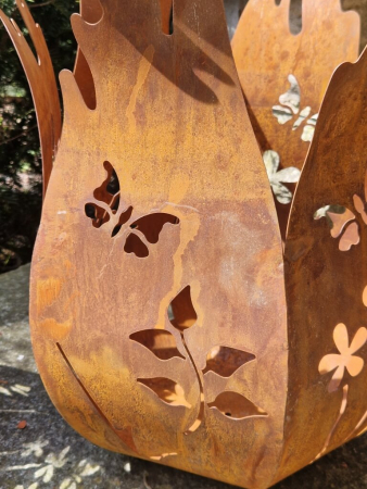 Edelrost Windlicht Schmetterlinge