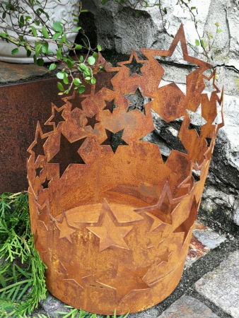 Edelrost Windlicht Sterne Starina
