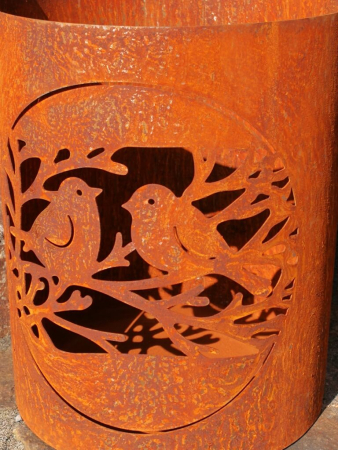 Preview: Edelrost Windlicht Vögel