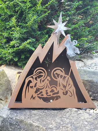 Edelrost Windlicht heilige Familie