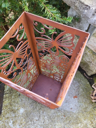 Preview: Edelrost Windlicht Säule Schmetterlinge