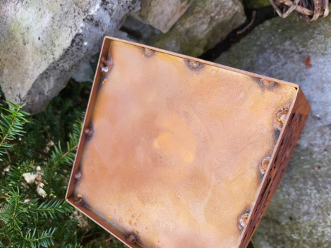 Preview: Edelrost Windlicht Säule Schmetterlinge