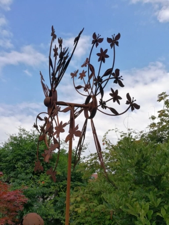 Edelrost Windrad Blumenwiese, doppelt