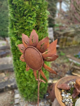 Edelrost Windrad Sonnenblume