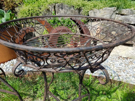 Preview: Beistelltisch schwarz-braun aus Metall