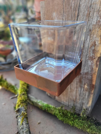 Preview: Edelrost Kerzenhalter eckig zum Schrauben inkl. Glas