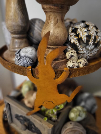 Edelrost Hase zum Einhängen