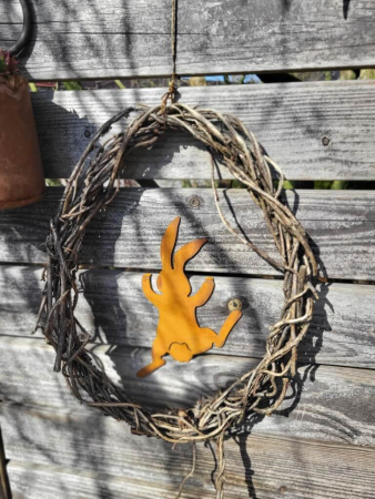Edelrost Hase zum Einhängen
