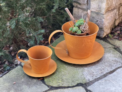 Preview: Edelrost Tasse zum Bepflanzen