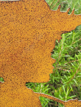 Preview: Edelrostoptik Kind Ben mit Angel und Eimer, lackiert