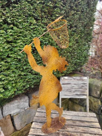 Preview: Edelrostoptik Mädchen Meike mit Kescher