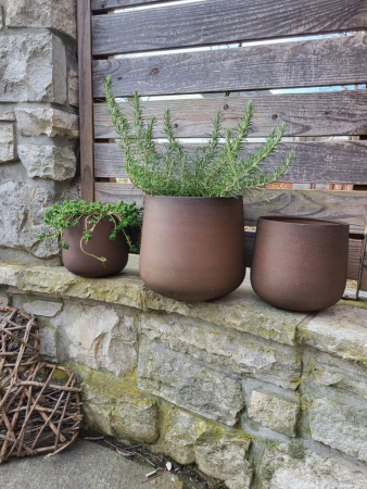 Preview: 3er Set Pflanzkübel hoch, Edelrostoptik