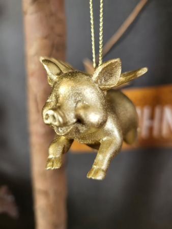 Dekohänger Schweinchen mit Flügel, gold